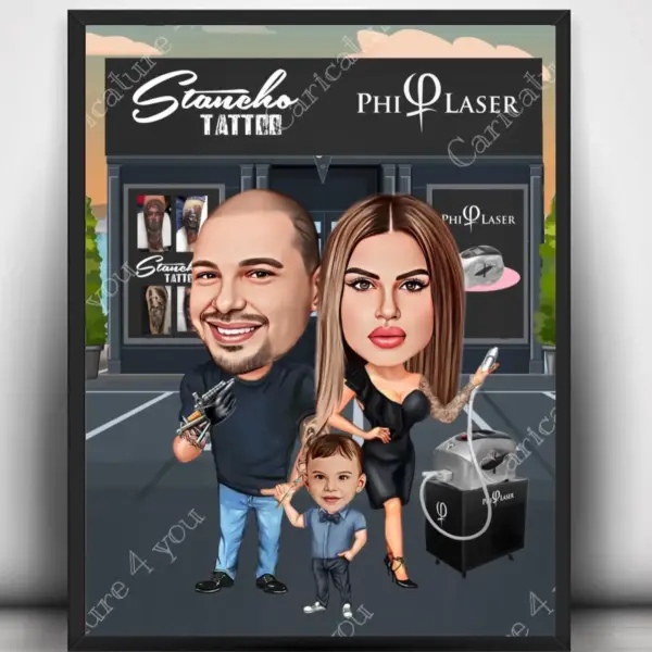 Карикатура за двойка семеен бизнес