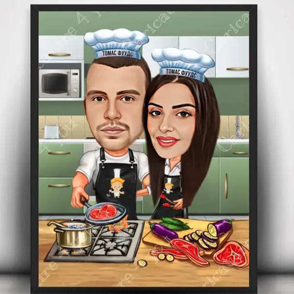 Карикатура за двойка готвачи