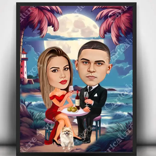 Карикатура за двойка с куче