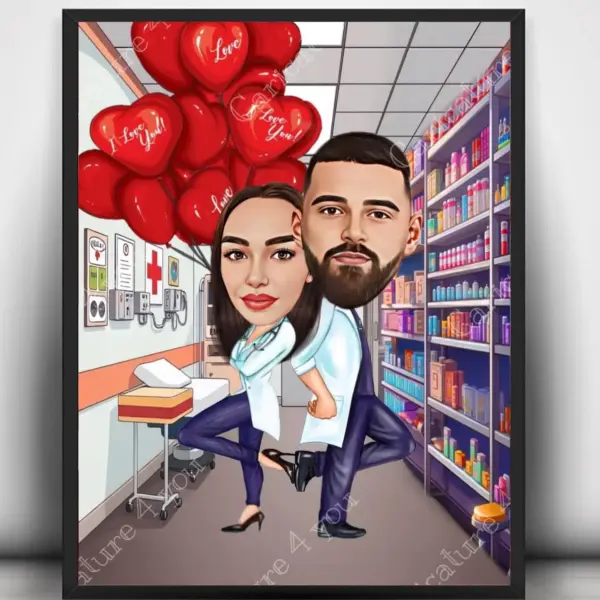 Карикатура за двойка лекари