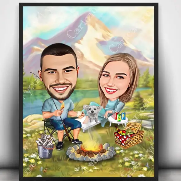 Карикатура за риболов с куче