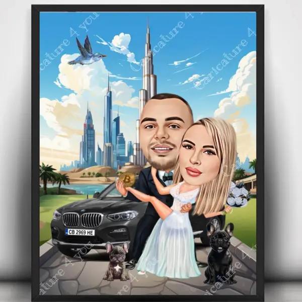 Карикатура сватба с домашни любимци