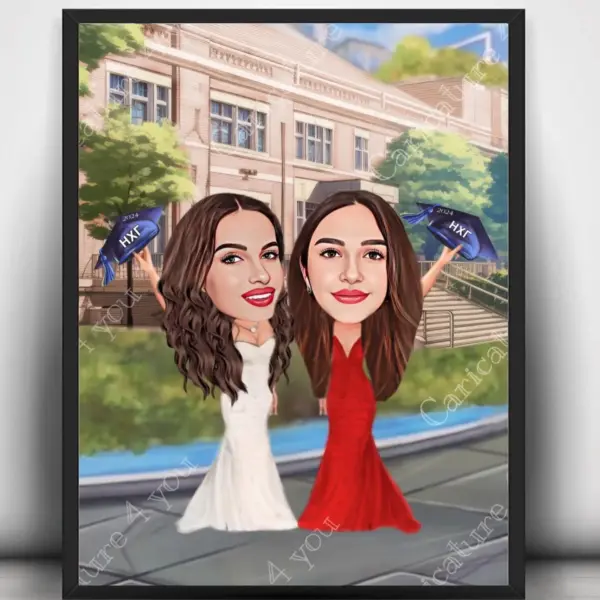 Карикатура за дипломиране приятелки