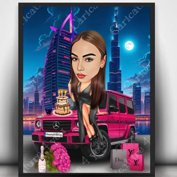 Карикатура за жена рожден ден в Дубай