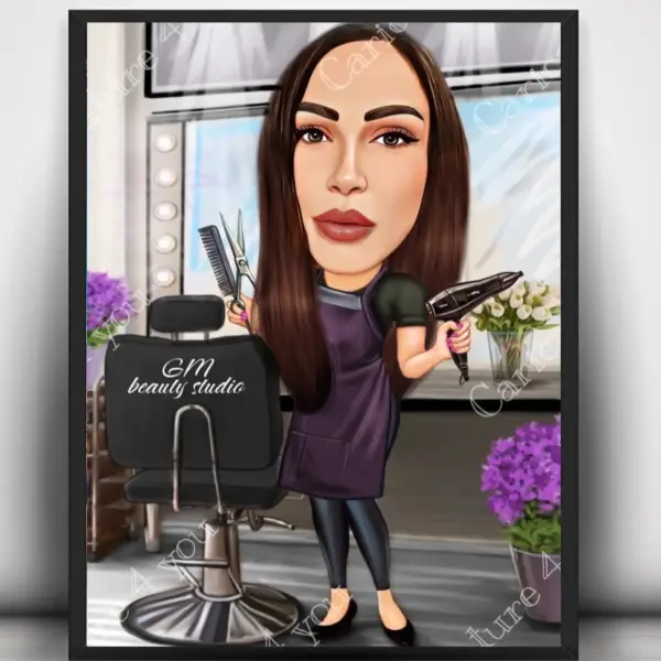 Карикатура за жена фризьорка