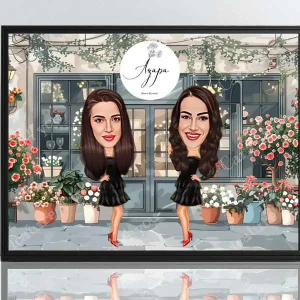 Карикатура за жена цветарски магазин