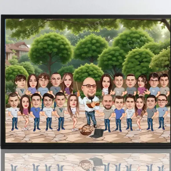 Карикатура за клас с преподавател