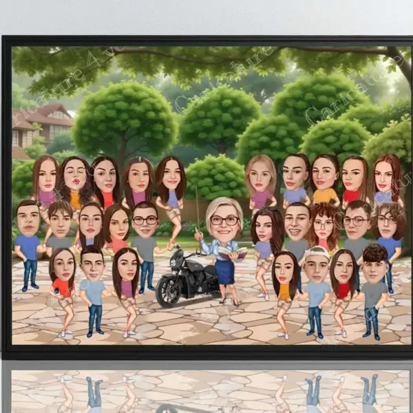 Карикатура за клас с преподавателка
