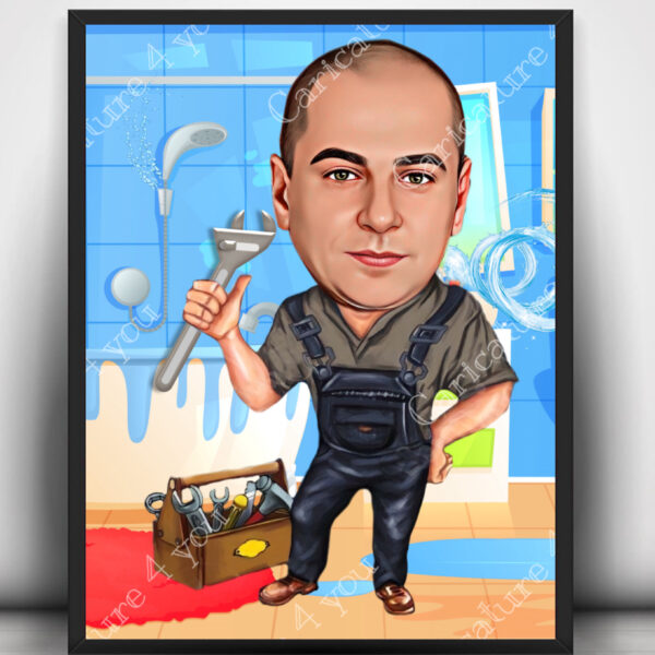 Карикатура за водопроводчик мъж