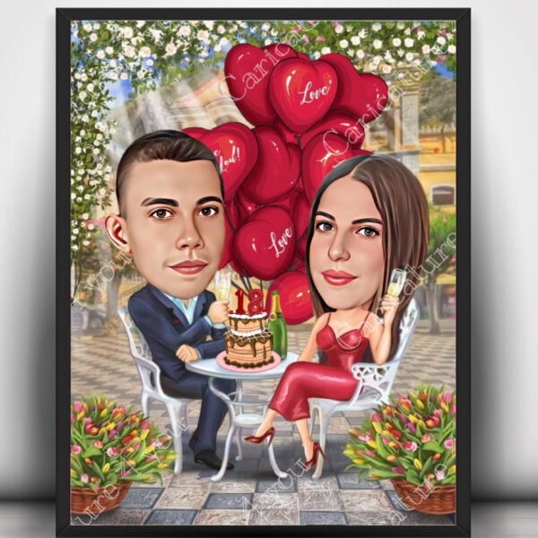 Карикатура за двойка годишнина