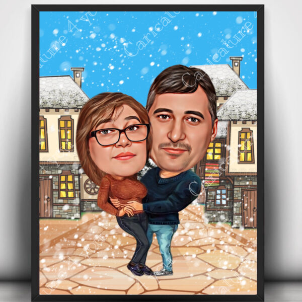 Карикатура за двойка зимна приказка