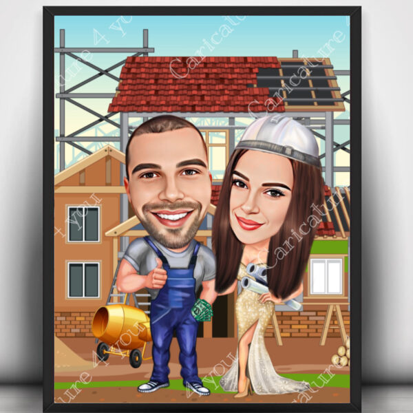 Карикатура за двойка на строеж