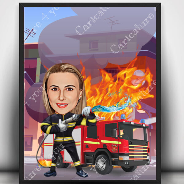 Карикатура за жена пожарникар