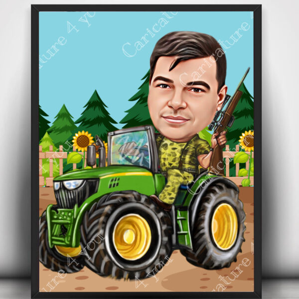 Kарикатура за ловец с трактор