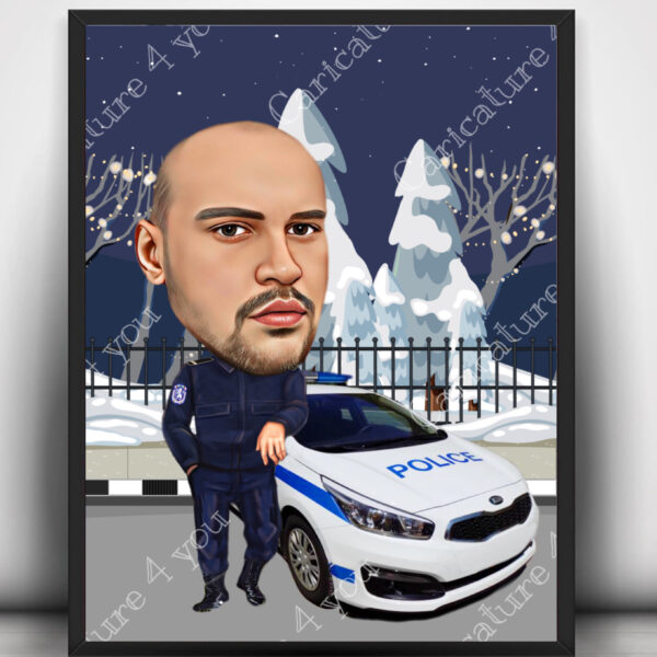 Карикатура за мъж полицай