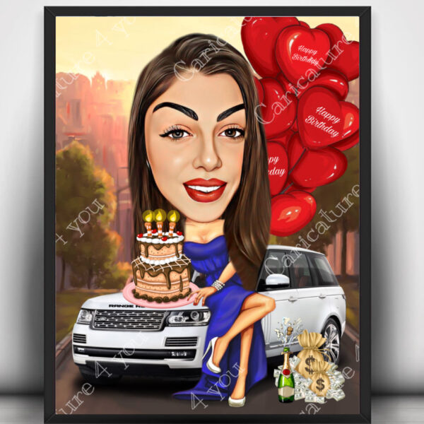Карикатура за рожден ден на жена