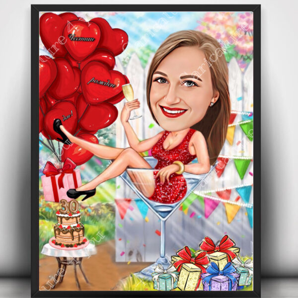 Карикатура за рожден ден на жена