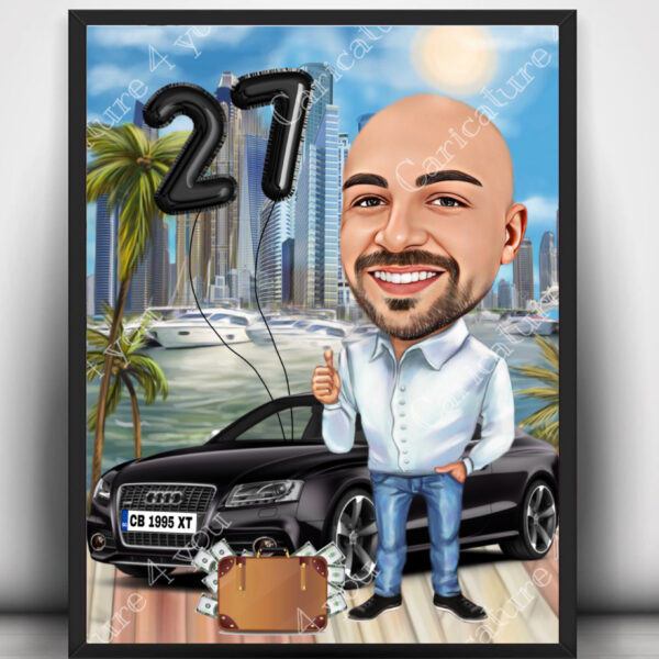 Карикатура за рожден ден на мъж