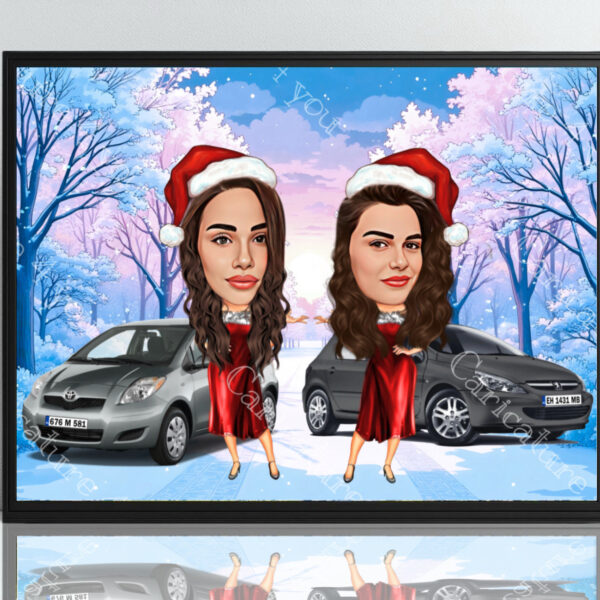 Коледна карикатура за приятелки