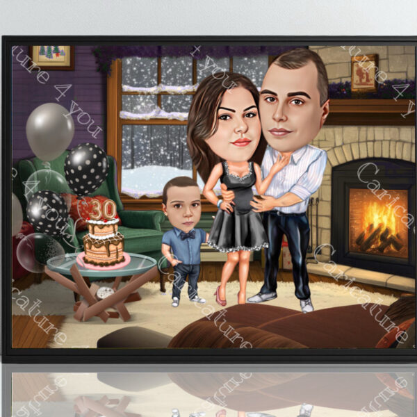 Коледна карикатура за семейство