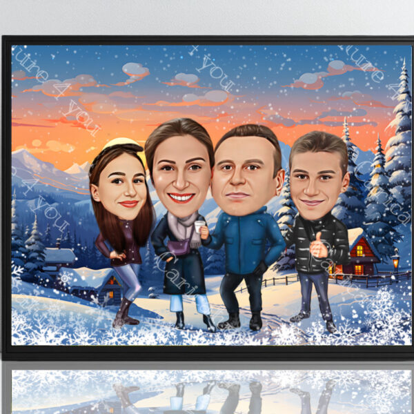 Коледна карикатура за семейство