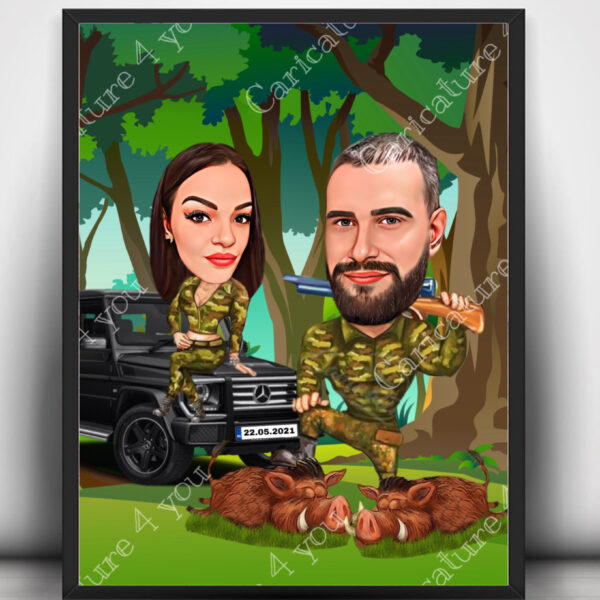 Ловна карикатура за двойка