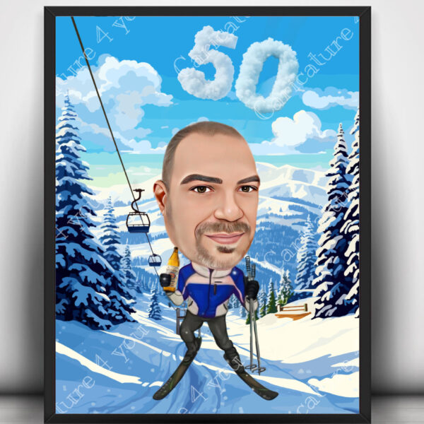 Ски карикатура за мъж