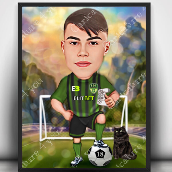 Футболна карикатура с котка